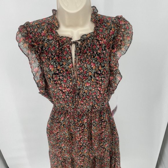 BB Dakota Midi Maxi Dress Sz Small NWT Black Ditsy Floral Prairiecore Cottage - Picture 4 of 16